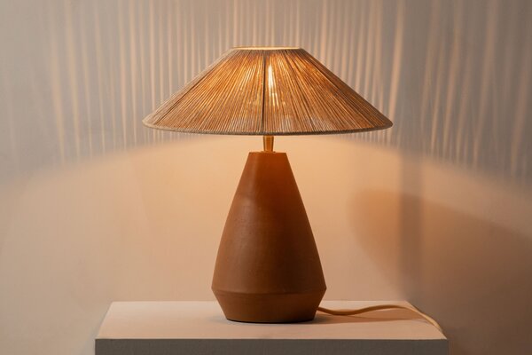 Micadoni Terakotově oranžová stolní lampa Ina 38 cm