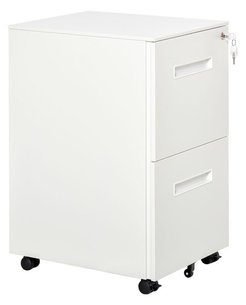 Vinsetto Kancelářský Zásuvkový Box s 2 Zámky, Mobilní Kancelářský Kontejner Pod Stůl, Úložný Box na Dokumenty ve Formátu A4, Ocelový 39 x 48 x 67 cm |