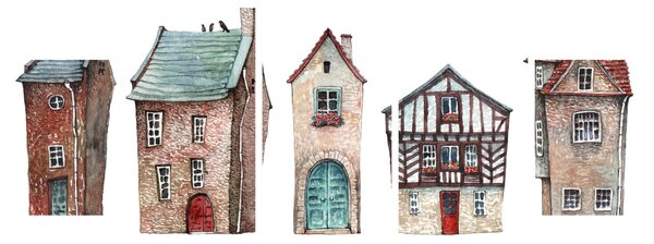 Obraz - Akvarelové domečky (125x70 cm)