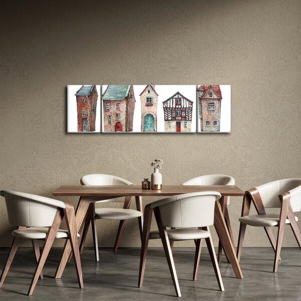 Obraz - Akvarelové domečky (170x50 cm)