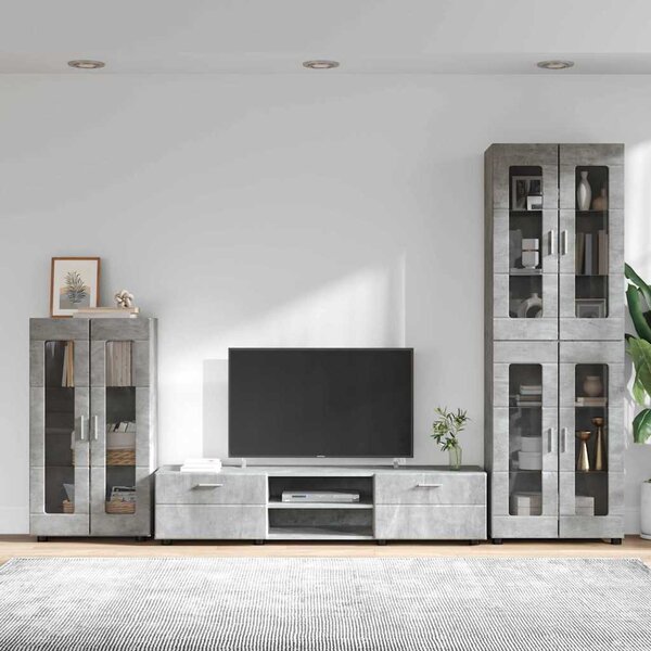 Sestava TV skříněk FLORIN 3 ks Betonově šedá Kompozitní dřevo 3397957