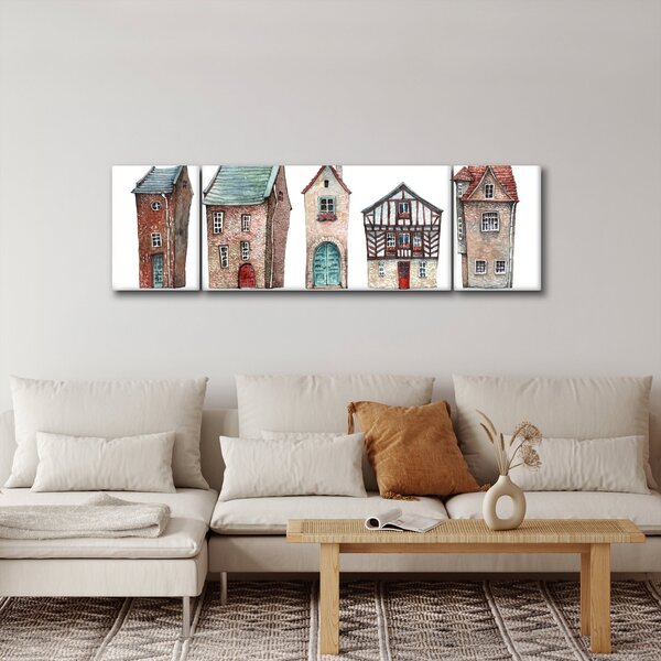 Obraz - Akvarelové domečky (170x50 cm)