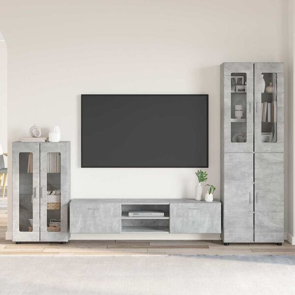 Sestava TV skříněk FLORIN 3 ks Betonově šedá Kompozitní dřevo 3397977