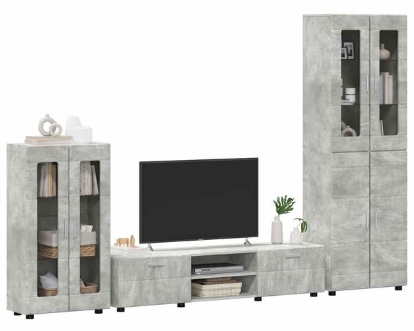 Sestava TV skříněk FLORIN 3 ks Betonově šedá Kompozitní dřevo 3397977