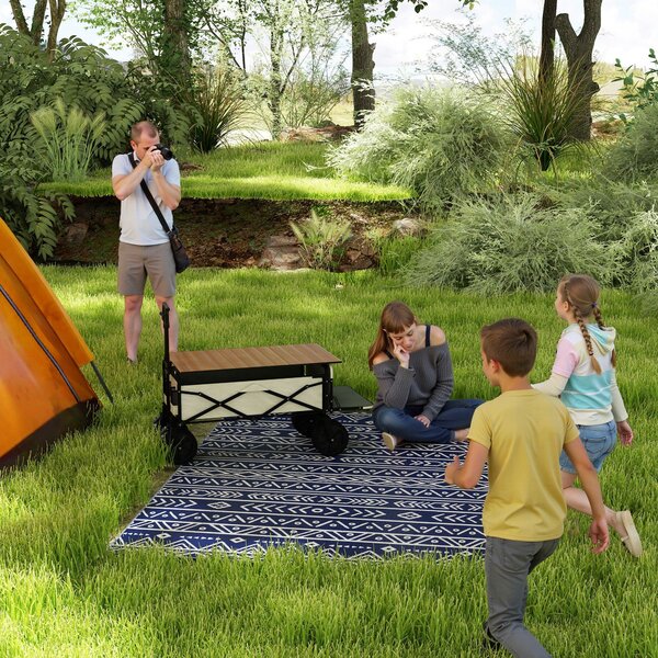 Outsunny Venkovní Koberec Robustní, Odolný vůči Počasí, Koberec s Boho Stylem, Venkovní Koberec pro Obývací Pokoj, Balkon, Zahradu, Terasu, Koupelnu