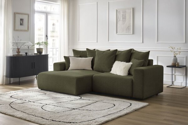 -25 % Dny MOMENTI– Bobochic Paris Zelená rozkládací pohovka Atilla 244 cm, levá