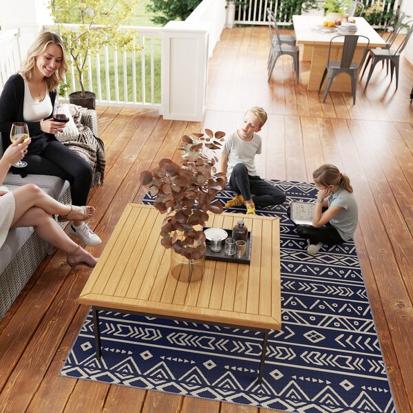 Outsunny Venkovní Koberec Robustní, Odolný vůči Počasí, Koberec s Boho Stylem, Venkovní Koberec pro Obývací Pokoj, Balkon, Zahradu, Terasu, Koupelnu