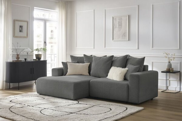 -25 % Dny MOMENTI– Bobochic Paris Tmavě šedá rozkládací pohovka Atilla 244 cm, levá