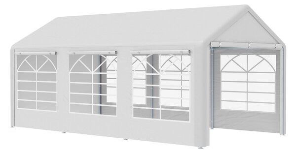 Pavilonový párty stan Outsunny 3x6m se 4 bočními stěnami a okny z polyesteru a kovu – bílý | Aosom