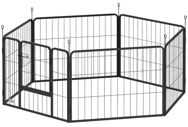 PawHut Ohrádka pro štěňata 60 cm vysoká, 6-dílná ohrádka pro psy, DIY ohrádka se dveřmi, volně se pohybující prostor pro malé psy, ocel, šedá | Aosom