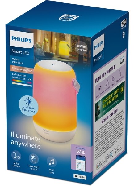Philips -LED RGBW Stm. přenosná stolní lampa SMART LED/13,5W/3,6V Wi-Fi 1800 mAh