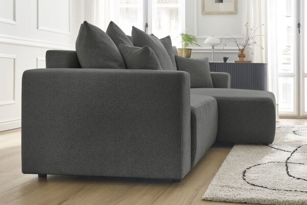 -25 % Dny MOMENTI– Bobochic Paris Tmavě šedá rozkládací pohovka Atilla 244 cm, pravá