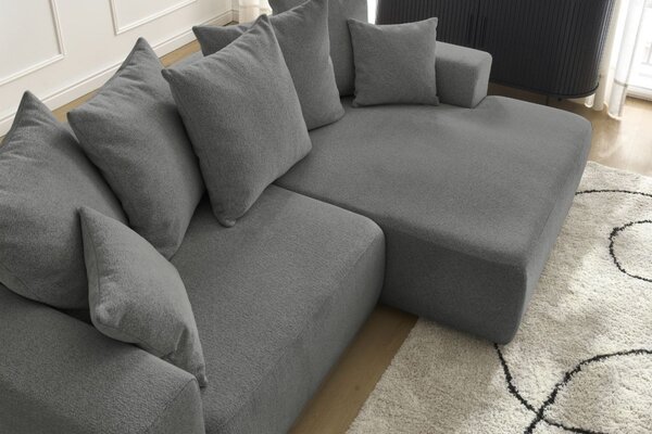 -25 % Dny MOMENTI– Bobochic Paris Tmavě šedá rozkládací pohovka Atilla 244 cm, pravá