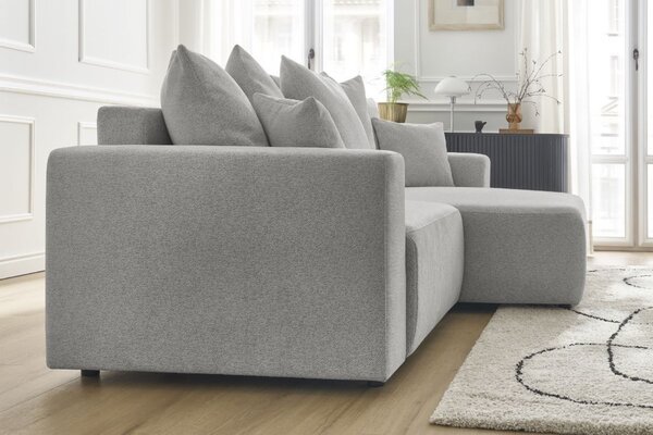 -25 % Dny MOMENTI– Bobochic Paris Světle šedá rozkládací pohovka Atilla 244 cm, pravá