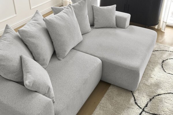 -25 % Dny MOMENTI– Bobochic Paris Světle šedá rozkládací pohovka Atilla 244 cm, pravá