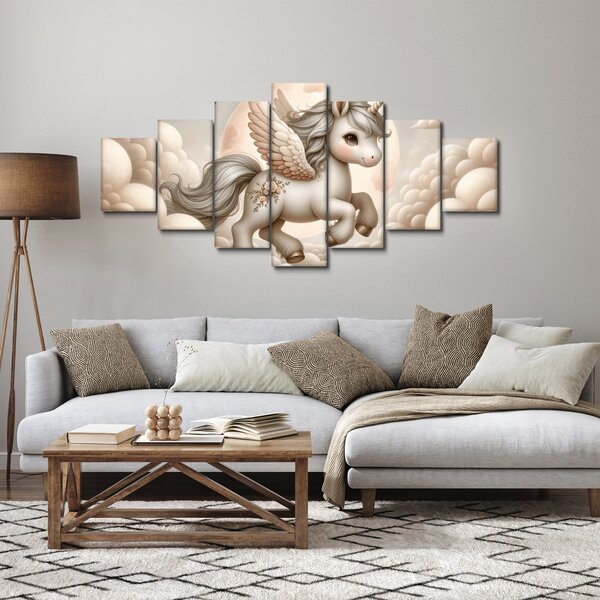 Obraz - Jednorožec v oblacích (210x100 cm)