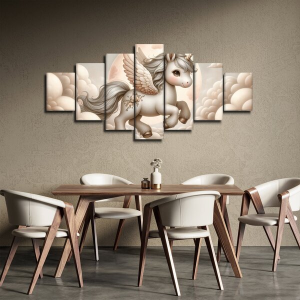 Obraz - Jednorožec v oblacích (210x100 cm)