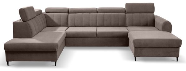Rozkládací rohová sedačka FOREWER U 335x200cm – rozklad a úložný prostor béžová - Vogue 04 pravý roh