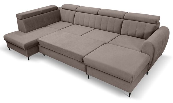 Rozkládací rohová sedačka FOREWER U 335x200cm – rozklad a úložný prostor béžová - Vogue 04 pravý roh