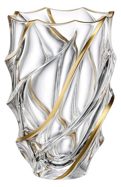 KŘISTÁLOVÁ VÁZA BOHEMIA SURF GOLD MATT 280MM