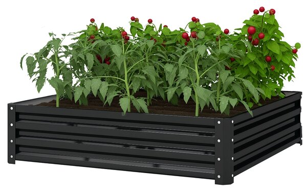 Vyvýšený záhon Outsunny, květinový box, zeleninový záhon, box na rostliny, bylinkový záhon do zahrady, na terasu, balkon, ocel, šedý, 120 x 120 x 30 c
