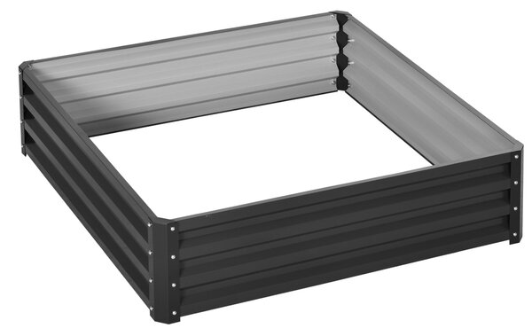 Vyvýšený záhon Outsunny, květinový box, zeleninový záhon, box na rostliny, bylinkový záhon do zahrady, na terasu, balkon, ocel, šedý, 120 x 120 x 30 c