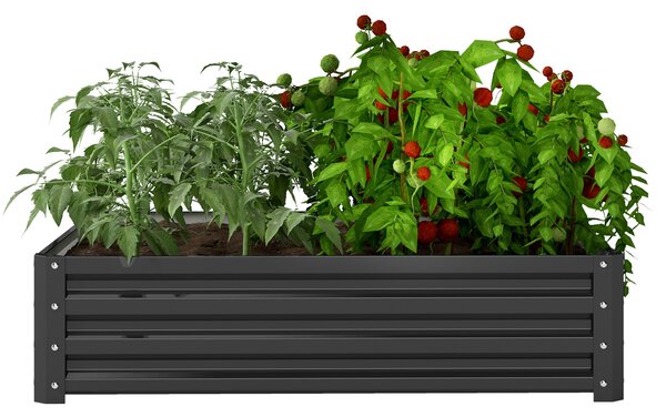 Vyvýšený záhon Outsunny, květinový box, zeleninový záhon, box na rostliny, bylinkový záhon do zahrady, na terasu, balkon, ocel, šedý, 120 x 120 x 30 c