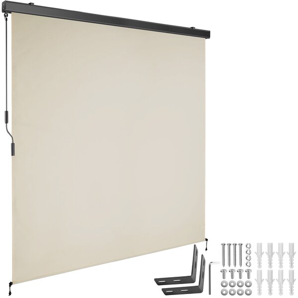 Tectake Svislá markýza Eloise se 2 nástěnnými držáky - 180 x 250 cm,béžová