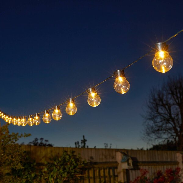 SMART GARDEN LED solární světelná řetěz GloBulb, 20 žárovek, IP44, Čirá / transparetní, Plast, Venkovní koule