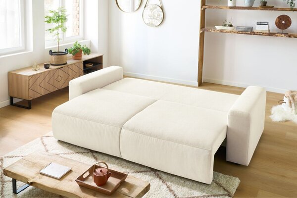 -25 % Dny MOMENTI– Bobochic Paris Béžová manšestrová rozkládací pohovka Envy 245 cm