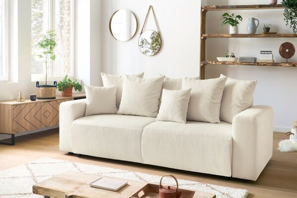 -25 % Dny MOMENTI– Bobochic Paris Béžová manšestrová rozkládací pohovka Envy 245 cm