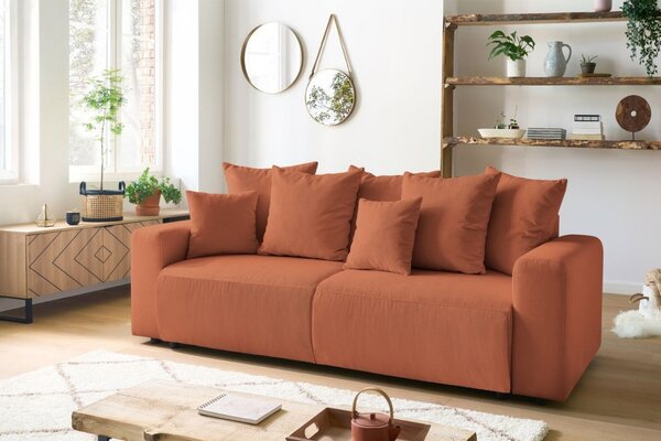 -25 % Dny MOMENTI– Bobochic Paris Terakotově oranžová manšestrová rozkládací pohovka Envy 245 cm