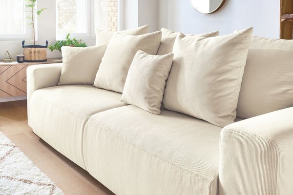 -25 % Dny MOMENTI– Bobochic Paris Béžová manšestrová rozkládací pohovka Envy 245 cm