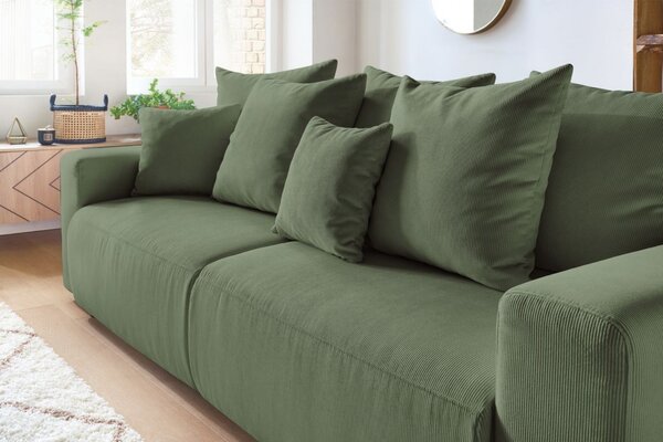 -25 % Dny MOMENTI– Bobochic Paris Zelená manšestrová rozkládací pohovka Envy 245 cm
