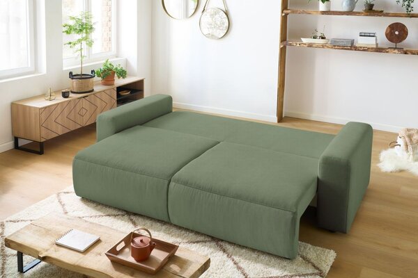 -25 % Dny MOMENTI– Bobochic Paris Zelená manšestrová rozkládací pohovka Envy 245 cm