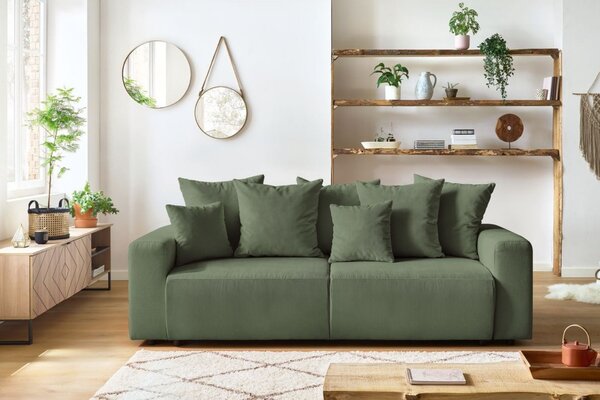 -25 % Dny MOMENTI– Bobochic Paris Zelená manšestrová rozkládací pohovka Envy 245 cm