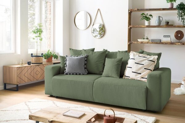 -25 % Dny MOMENTI– Bobochic Paris Zelená manšestrová rozkládací pohovka Envy 245 cm