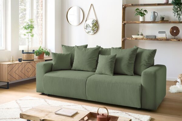 -25 % Dny MOMENTI– Bobochic Paris Zelená manšestrová rozkládací pohovka Envy 245 cm