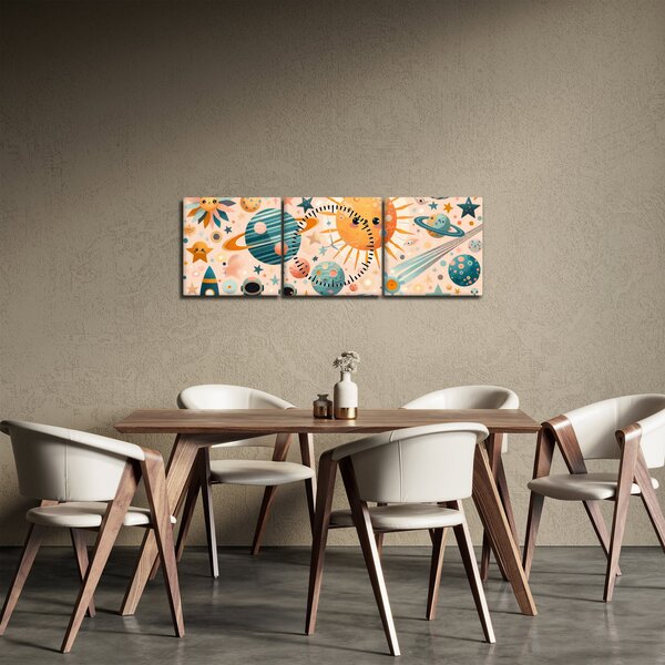Obraz - Kousky z vesmíru (s hodinami) (90x30 cm)