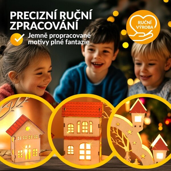 LED Vánoční oblouk - vesnička, světle hnědá