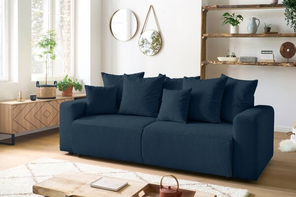 -25 % Dny MOMENTI– Bobochic Paris Tmavě modrá manšestrová rozkládací pohovka Envy 245 cm