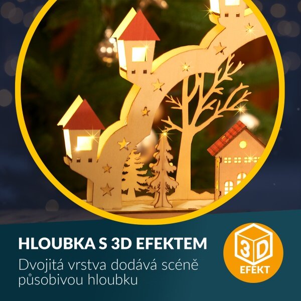 LED Vánoční oblouk - vesnička, světle hnědá