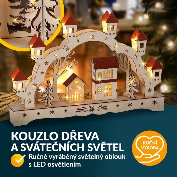 LED Vánoční oblouk - vesnička, světle hnědá