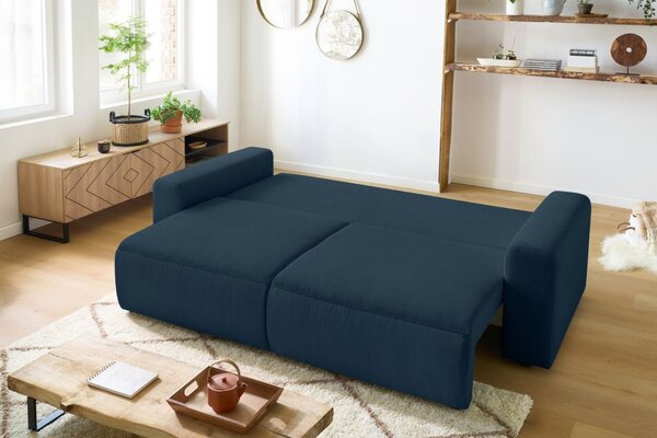 -25 % Dny MOMENTI– Bobochic Paris Tmavě modrá manšestrová rozkládací pohovka Envy 245 cm