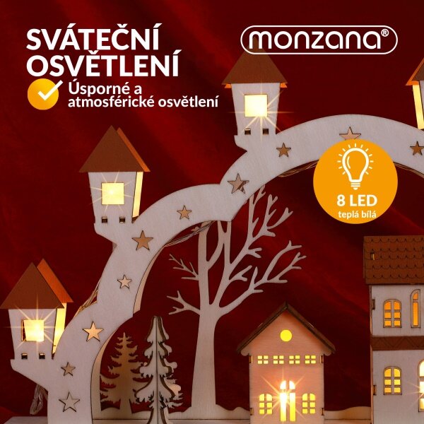 LED Vánoční oblouk - vesnička, světle hnědá