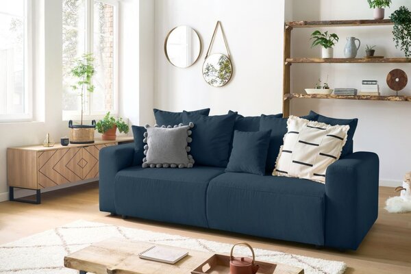 -25 % Dny MOMENTI– Bobochic Paris Tmavě modrá manšestrová rozkládací pohovka Envy 245 cm