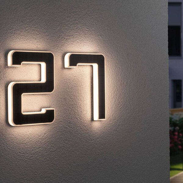 Paulmann LED solární číslo domu 5, Černá, Plast, Moderní