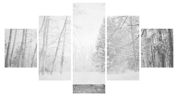Obraz - Dřevěné molo v zimě (125x70 cm)