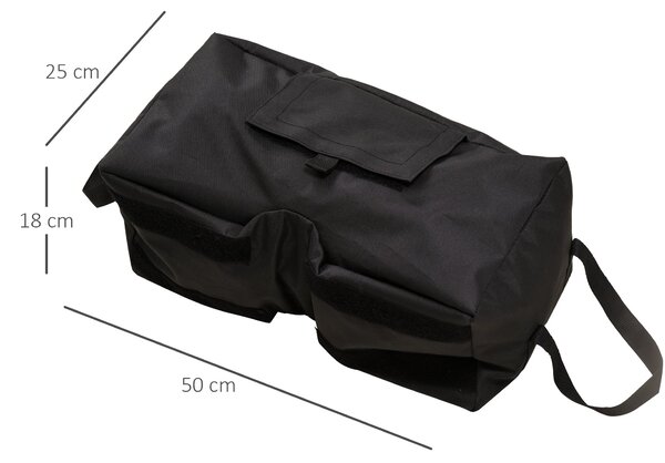 Stojan na slunečník Outsunny - Pískové vaky s lopatkou - 2 x vaky plnitelné 50 kg - Polyester + Plast - Černý - 50 x 25 x 18 cm | Aosom
