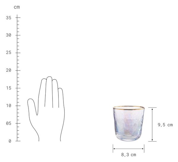 SMERALDA Sklenice se zlatým okrajem 280 ml